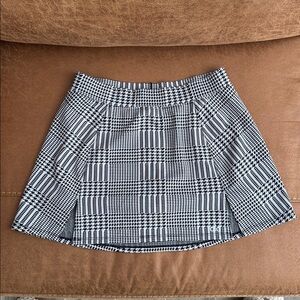 ALO YOGA DOUBLE SPLIT GREY GINGHAM PLAID SKORT SKIRT